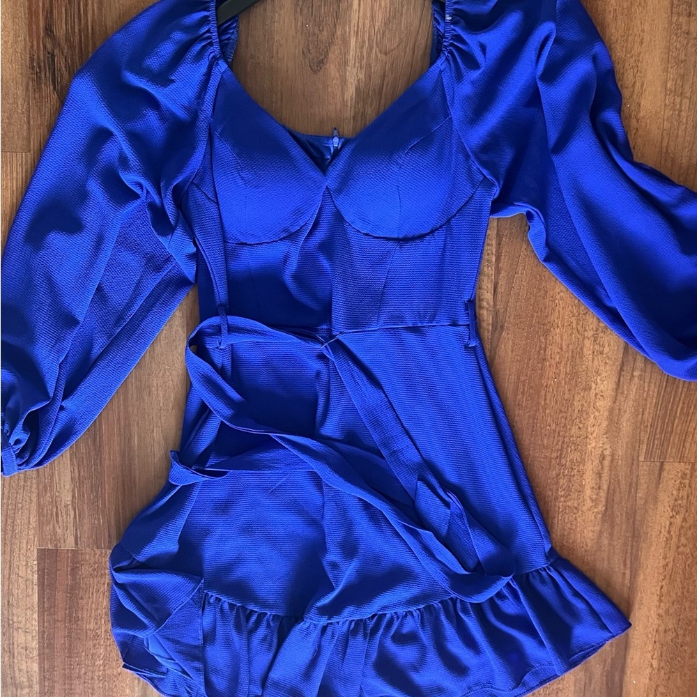 B Darlin Elegant Blue Satin Dress